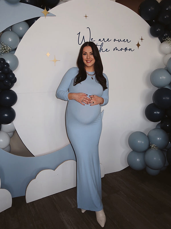 Beaumama robes longue grossesse élégant cérémonie moulante sirene bleu clair femme enceinte