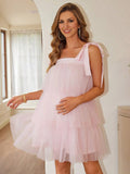 Beaumama robes courte grossesse cocktail cérémonie bouffante tutu froufrou nœud papillon élégant femme enceinte