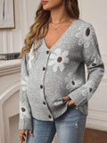 Beaumama gilets en maille grossesse casual tous les jours imprimé fleurie poilu crochet tricot boutonnage femme enceinte