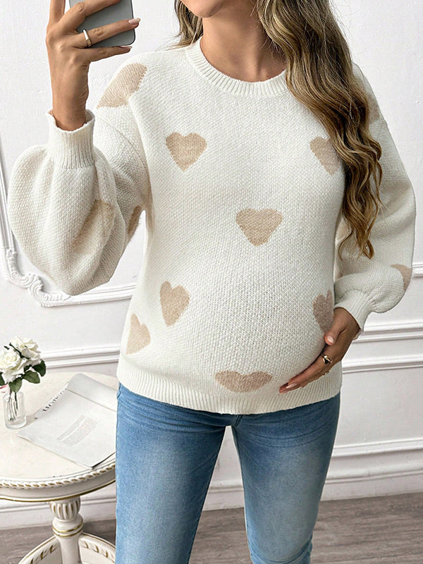 Beaumama pulls grossesse coeur col rond casual femme enceinte