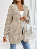 Beaumama gilets en maille grossesse casual élégant crochet tricot rayé poches femme enceinte