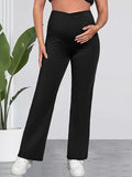 Beaumama pantalons grossesse casual confortable unicolore bootcut évasé moulante leggings femme enceinte