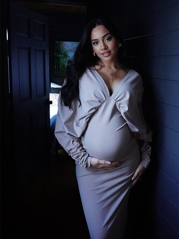 Beaumama robes longue grossesse plis élégant cérémonie femme enceinte