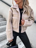 Beaumama perfecto vestes grossesse élégant décontracté casual rayé poilu col teddy bear manteau d'hiver femme enceinte